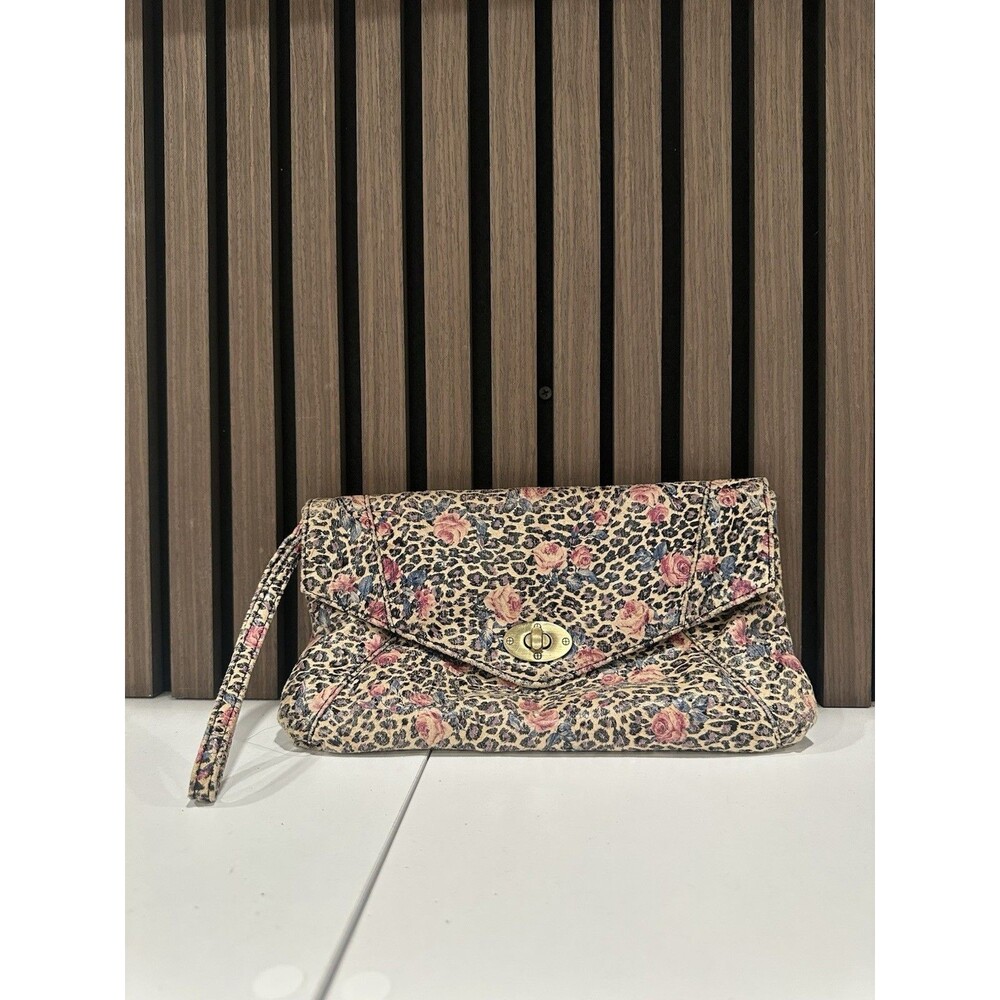 Envelope Wristlet Clutch Bag Purple Black Leopard Blue Pink Rose Print